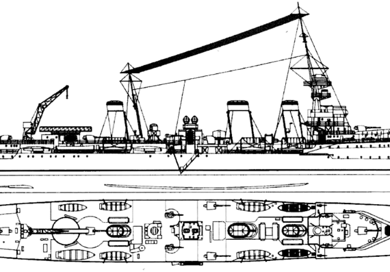 Крейсер HMS Emerald D66 1934 [Light Cruiser] - чертежи, габариты, рисунки